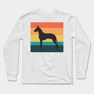 Great Dane Dog Silhouette Vintage Sunset Long Sleeve T-Shirt